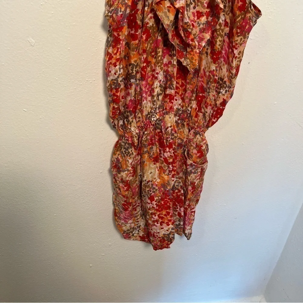 Addison Heart Women's Size Small Romper Pink Multi Geometric Ruffle Adjustable - Picture 3 of 10